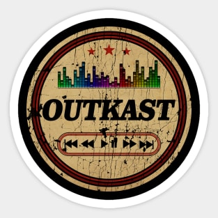 Graphic Outkast Name Retro Distressed Cassette Tape Vintage Sticker